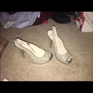 Peep toe back strap heels