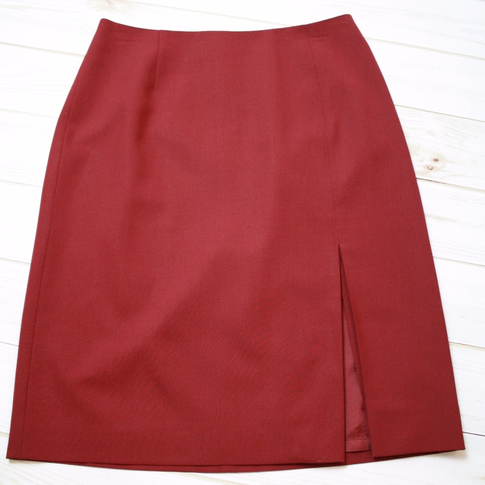 LOFT Ann Taylor Burgundy Sexy Slit Pencil Skirt