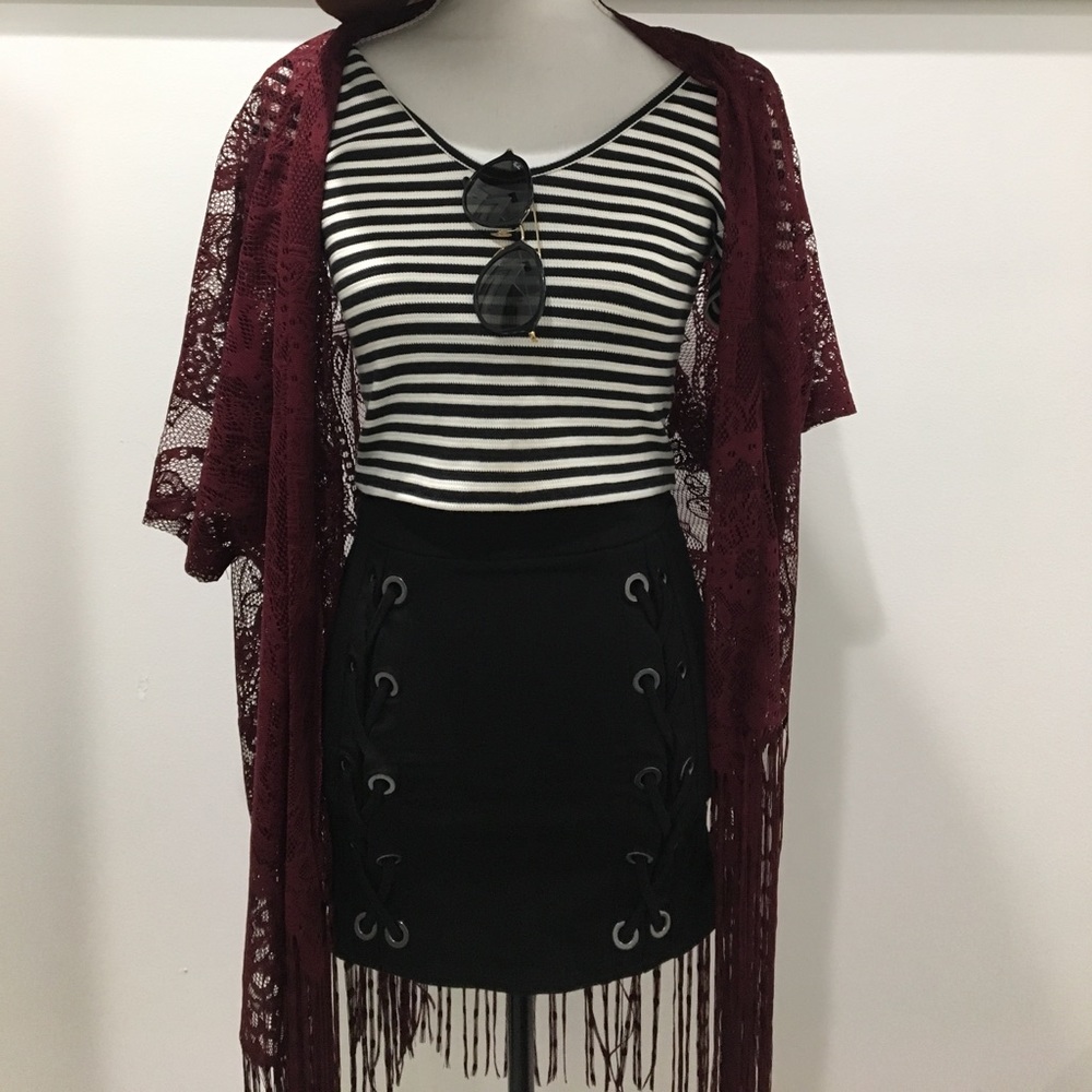 Wine Lace Kimono with fringe ❤️💋