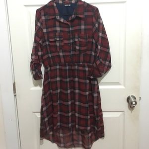 Plaid high low dress