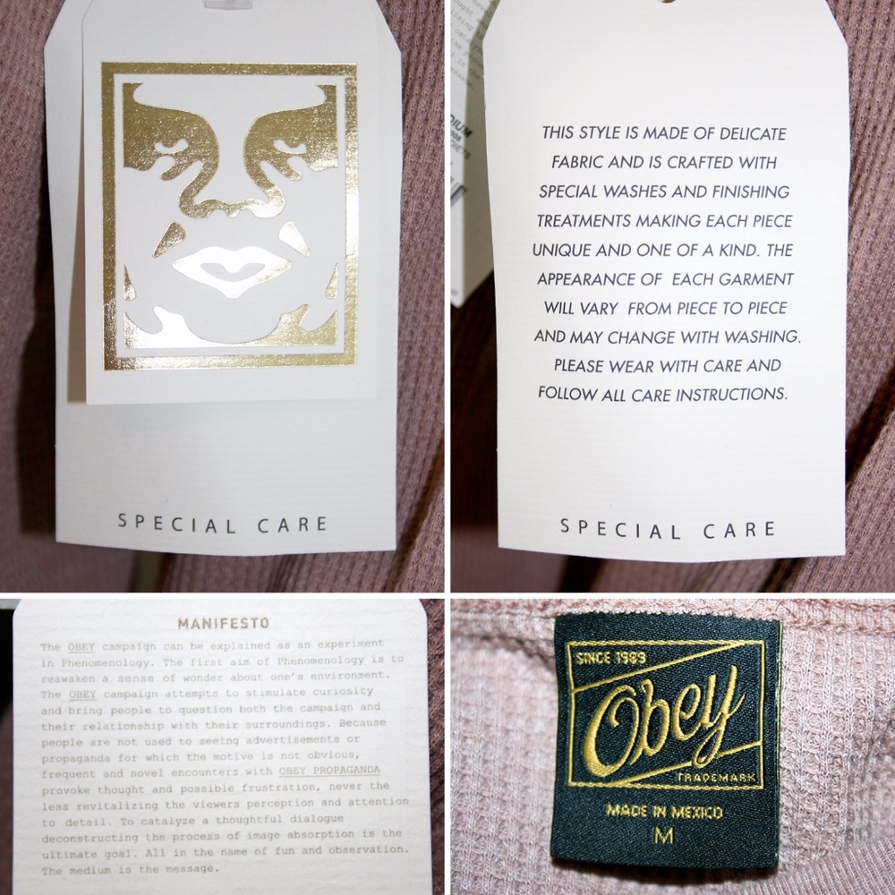 1 LEFT⚡ OBEY 'Riots Not Diets' Graphic Thermal NWT - Picture 7 of 8