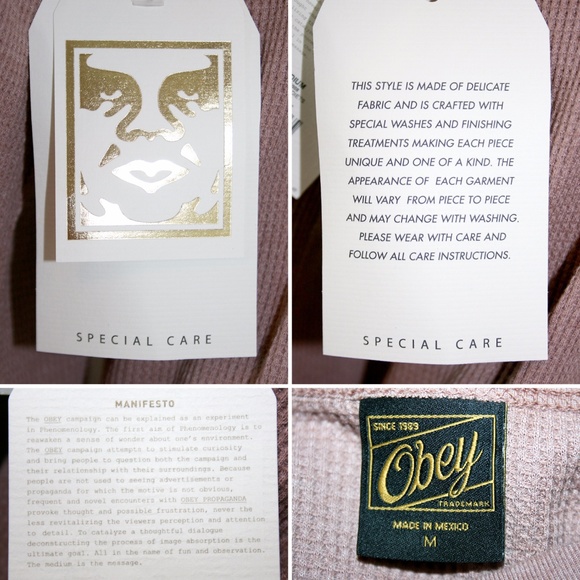 1 LEFT⚡ OBEY 'Riots Not Diets' Graphic Thermal NWT - Picture 7 of 8