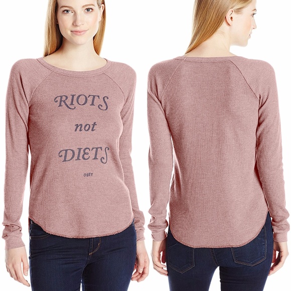1 LEFT⚡ OBEY 'Riots Not Diets' Graphic Thermal NWT - Picture 8 of 8