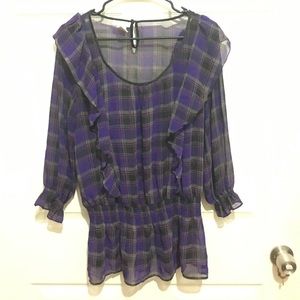 Purple plaid blouse