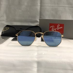 Rayban Hexagonal Grey Reflective Sunglasses NEW