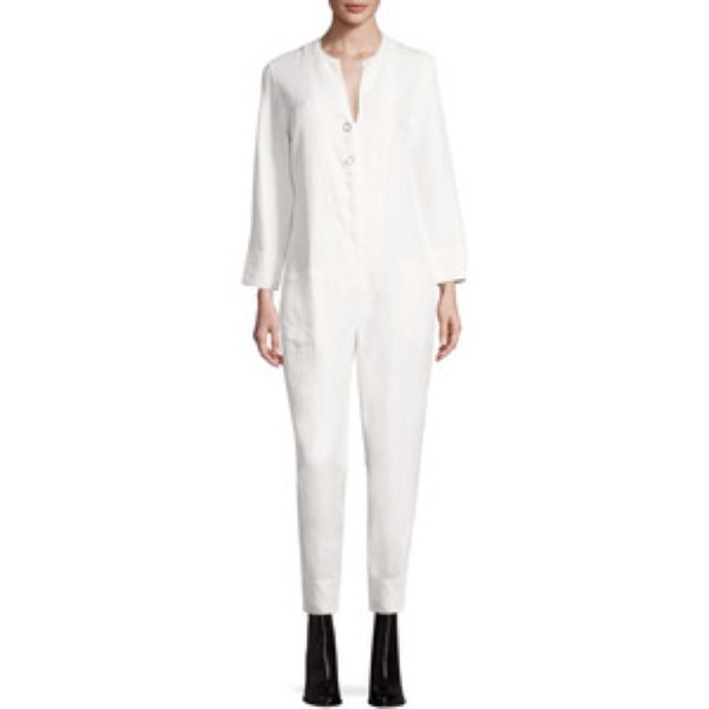 SANDRO RING EMBELLISHED JUMPSUIT SZ 3 WHT SOLD OUT