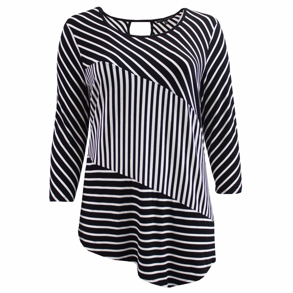 Women's Plus-Size Stripe Blouse Knit Top