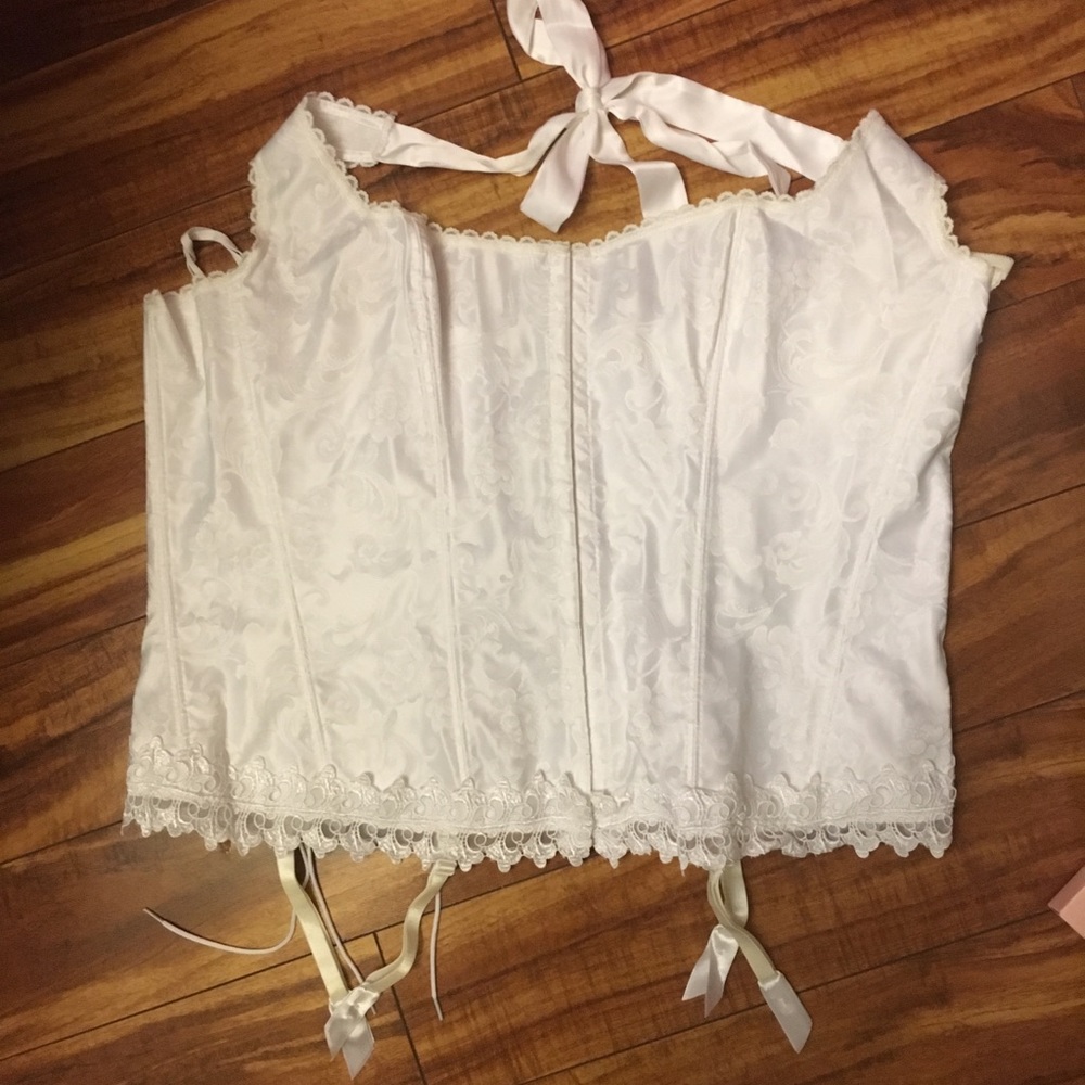 Fredericks White Halter Corset w/ thong 3XL