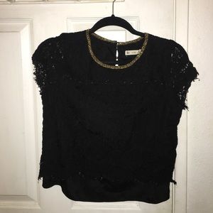 Black lace shirtsleeves top