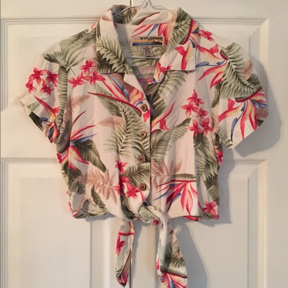 Vintage Cropped Tropical Top - Picture 2 of 6