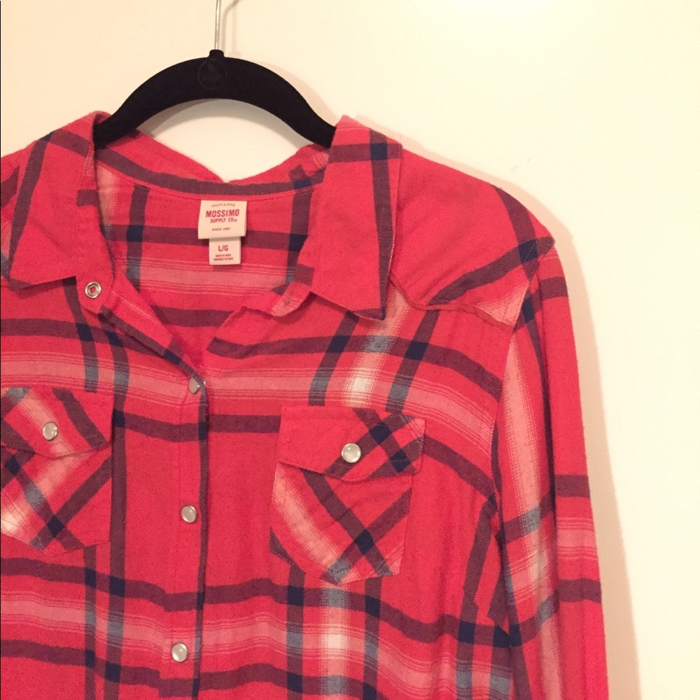 red plaid shirt