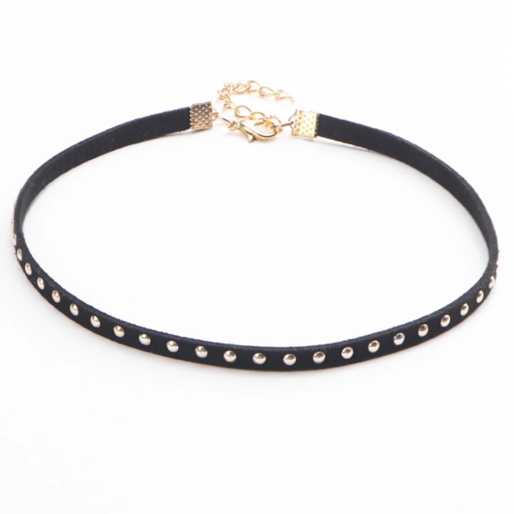 Black suede chocker with silver studs