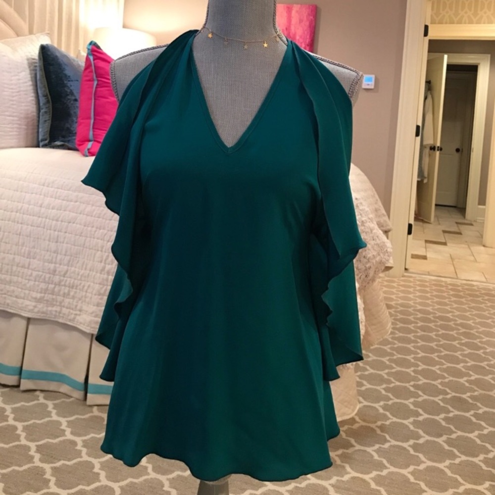 🦄 Karina Grimaldi Peacock Teal Scarf Tunic Top - Picture 1 of 4