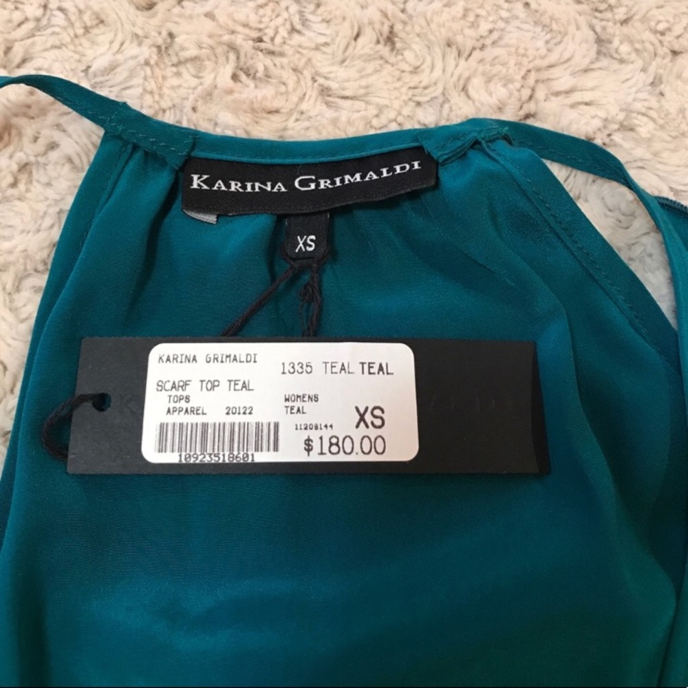 🦄 Karina Grimaldi Peacock Teal Scarf Tunic Top - Picture 3 of 4