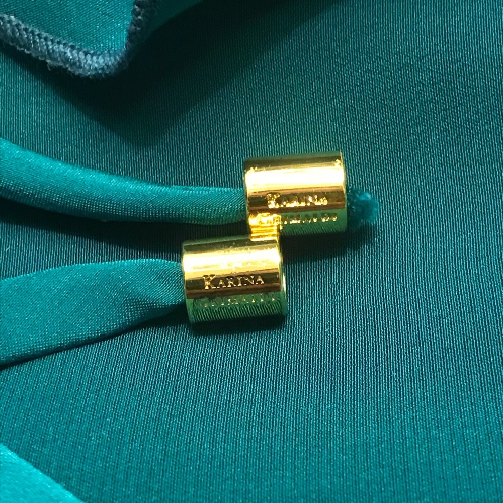 🦄 Karina Grimaldi Peacock Teal Scarf Tunic Top - Picture 4 of 4