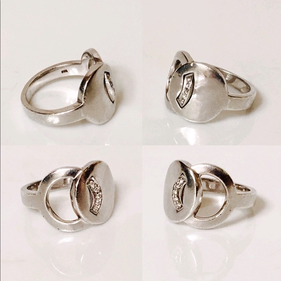 Movado Sterling & 18k Diamond Ring - Picture 2 of 7