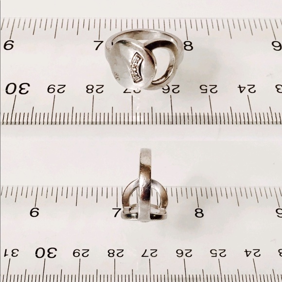 Movado Sterling & 18k Diamond Ring - Picture 5 of 7