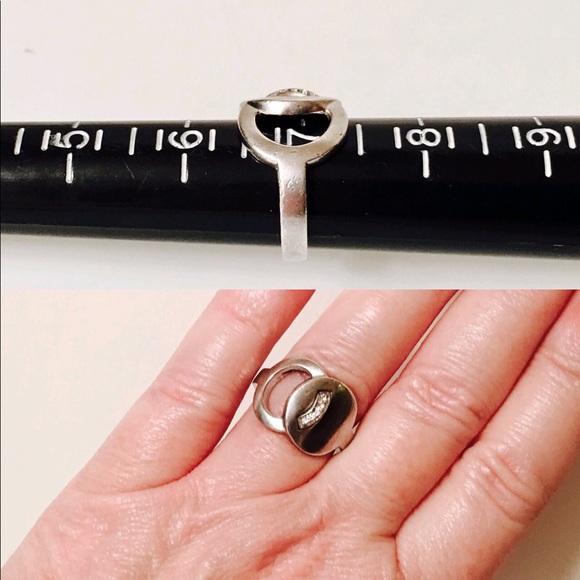 Movado Sterling & 18k Diamond Ring - Picture 6 of 7