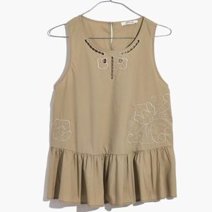 MADEWELL EMBROIDERED PEPLUM TANK TOP