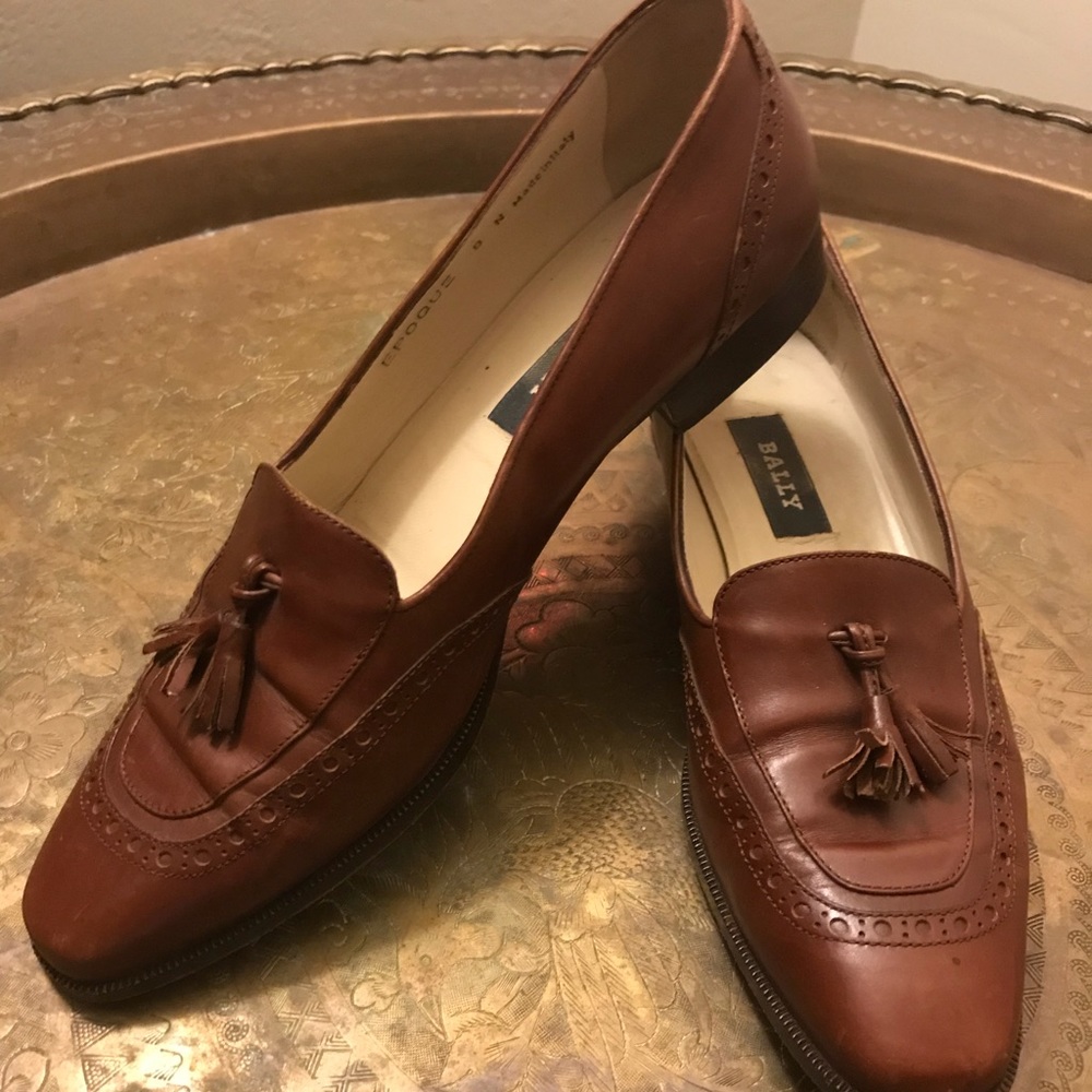 Authentic Bally brown leather loafers