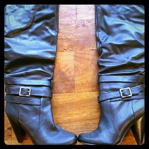 Real Leather Black Slouch Boot