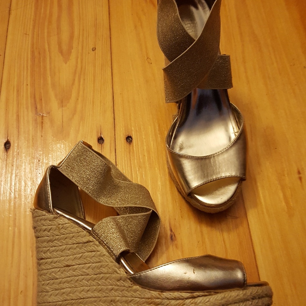 Gold Espadrille Platform Wedge Sandal