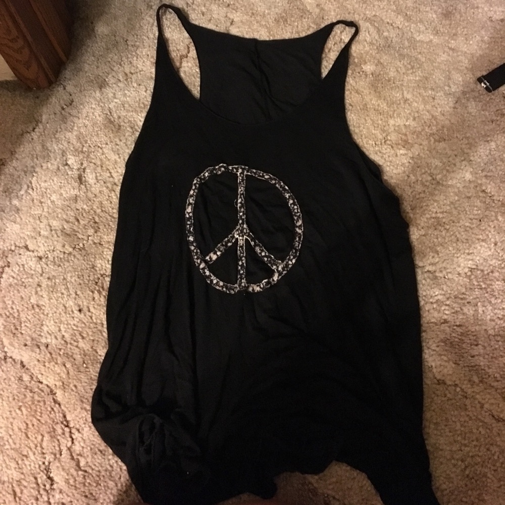Brandy peace sign tank top