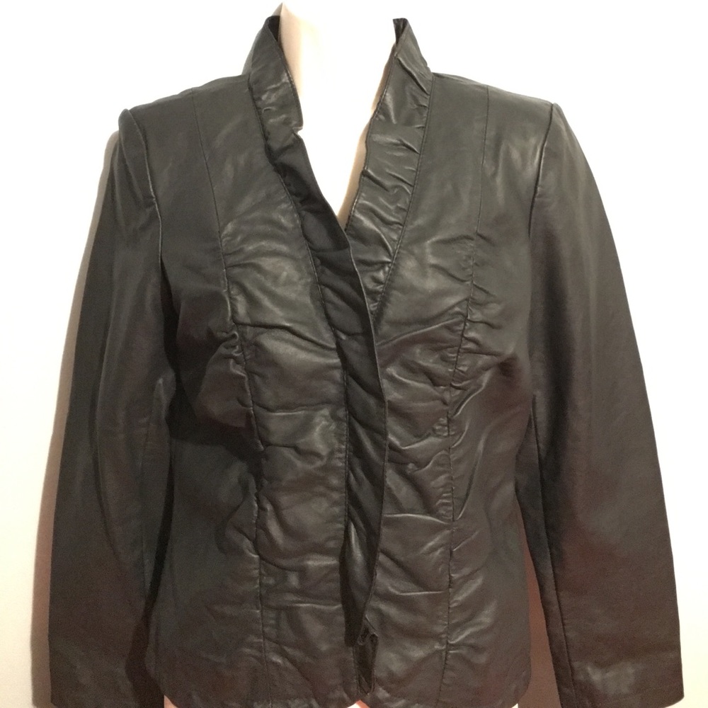 Alfani Petite faux leather ruffled jacket - 10P