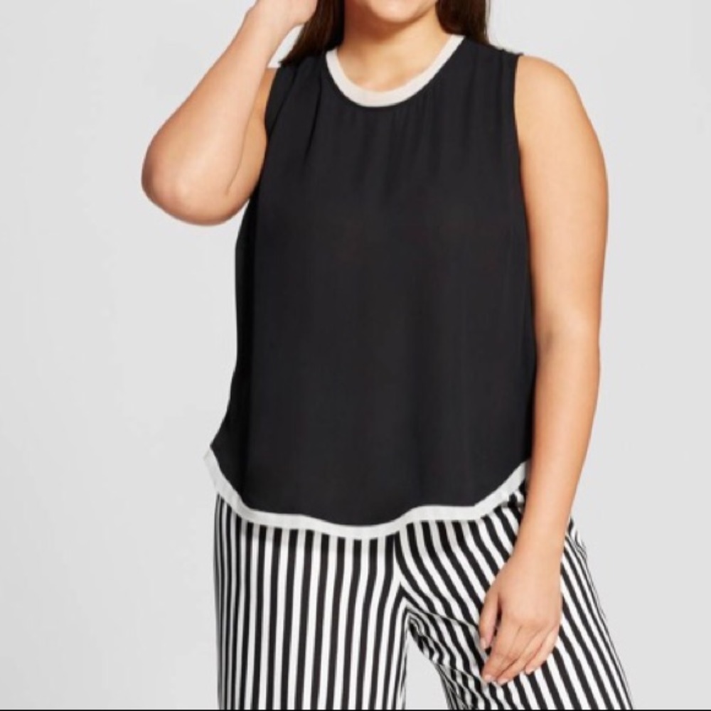 Chiffon Trim Woven Tank Top