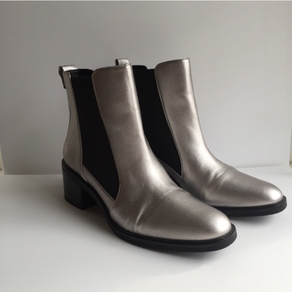 Zara Metallic Block Heel Boots - READ DESCRIPTION