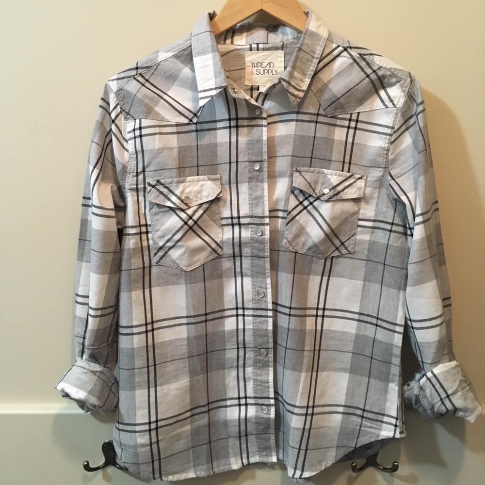 NOT AVAILABLE NWOT Thread&Supply plaid button down
