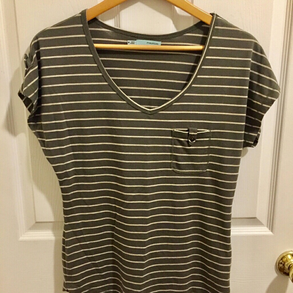 NWOT* Army green V-neck Dolman Sleeve Knit Stripe