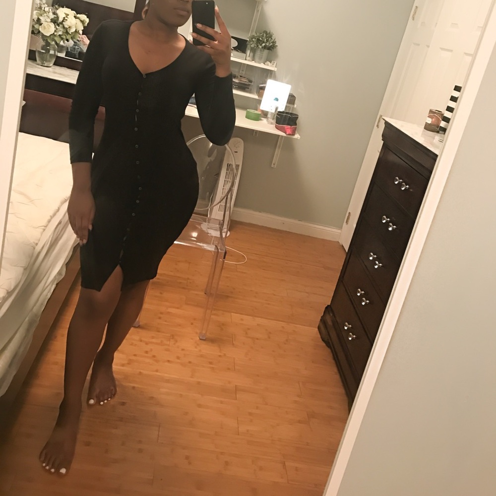 BLACK BUTTON DOWN DRESS