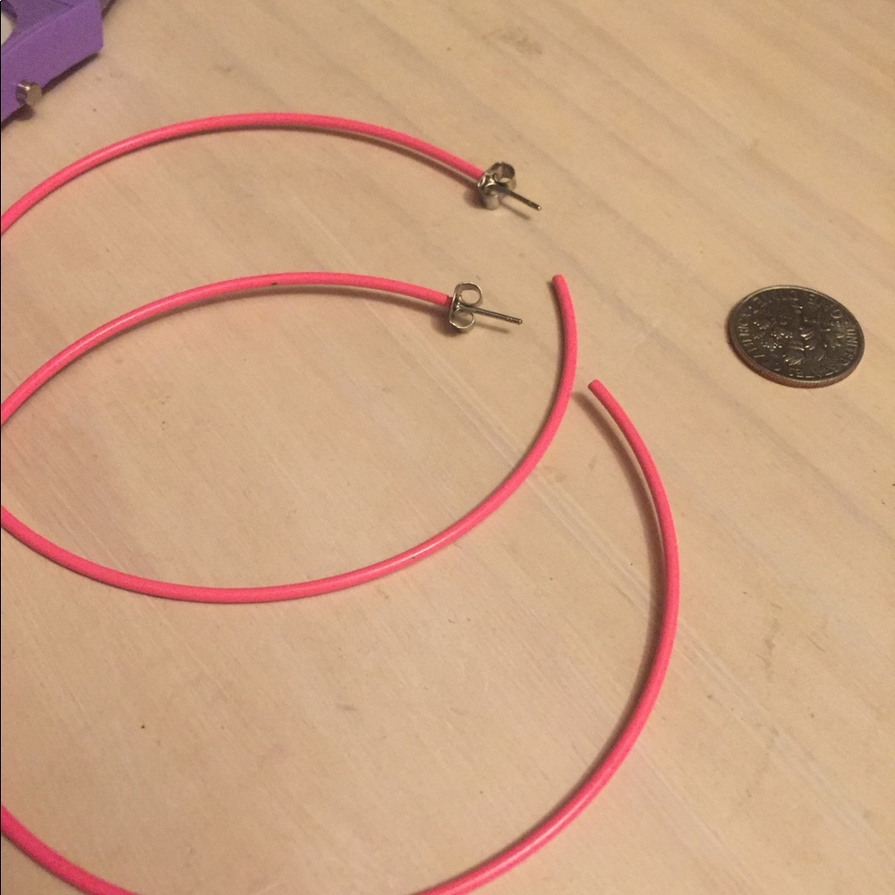 Hot pink oversized hoop earrings NEW! Y2k 80s retro