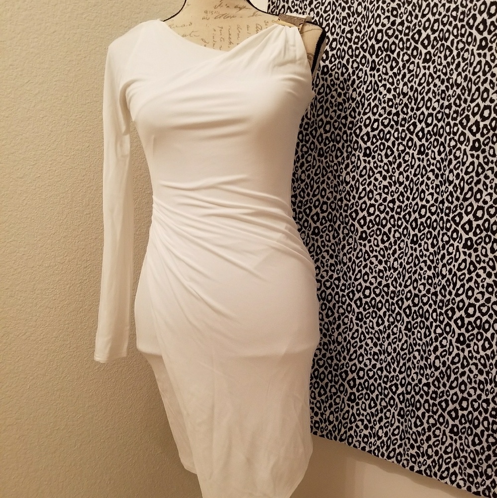 Bebe assymetrical white dress