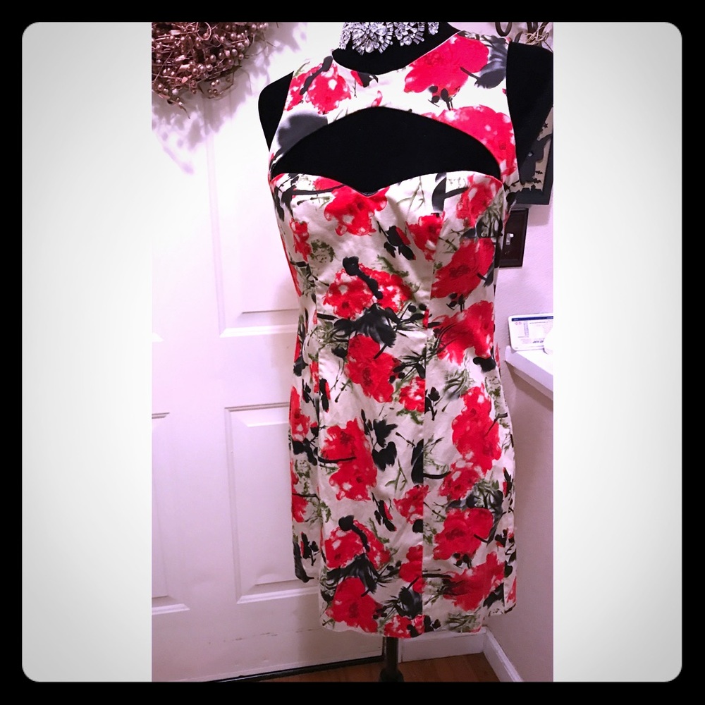 Asos Floral Sweetheart Neckline Dress