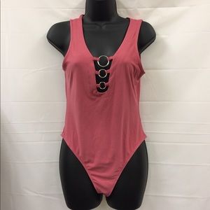 New pink Derek heart snap closure Bodysuit