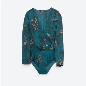 NWT Zara Long Sleeve Printed Bodysuit, Size: S