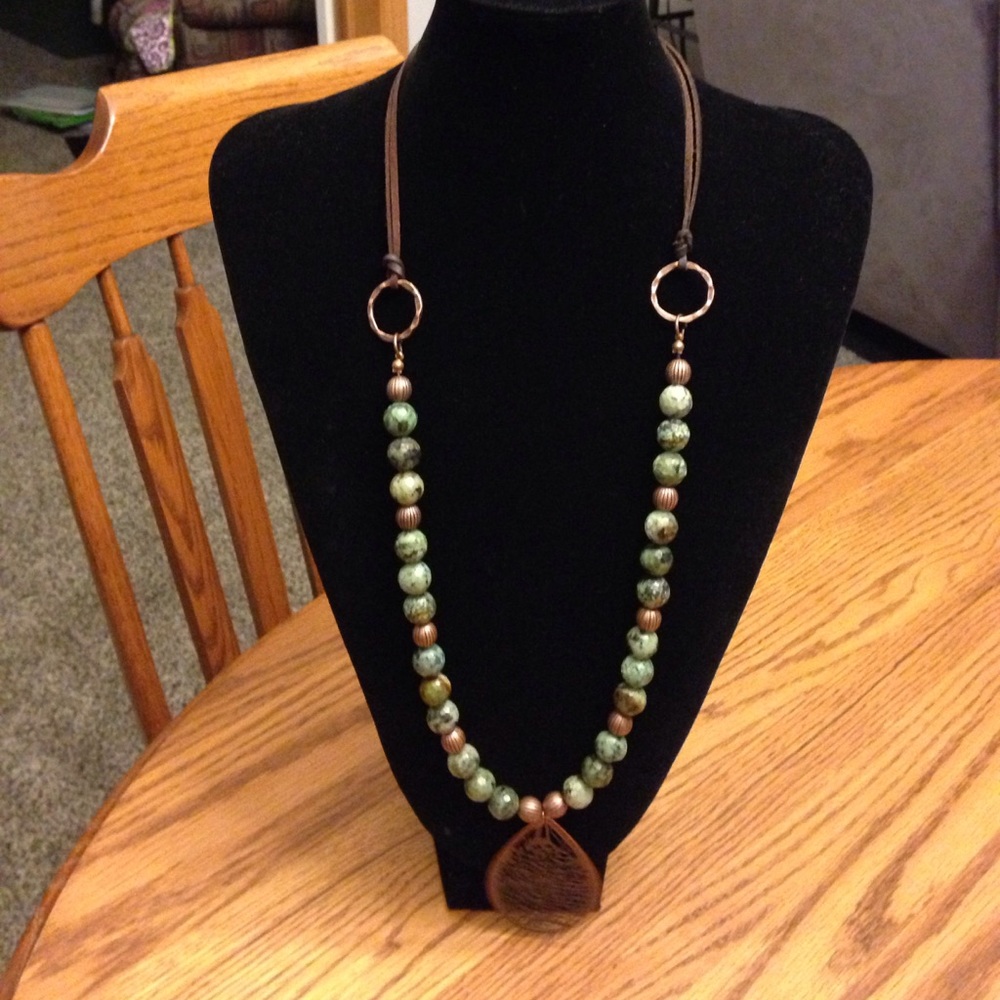 Copper and Genuine Bead Necklace