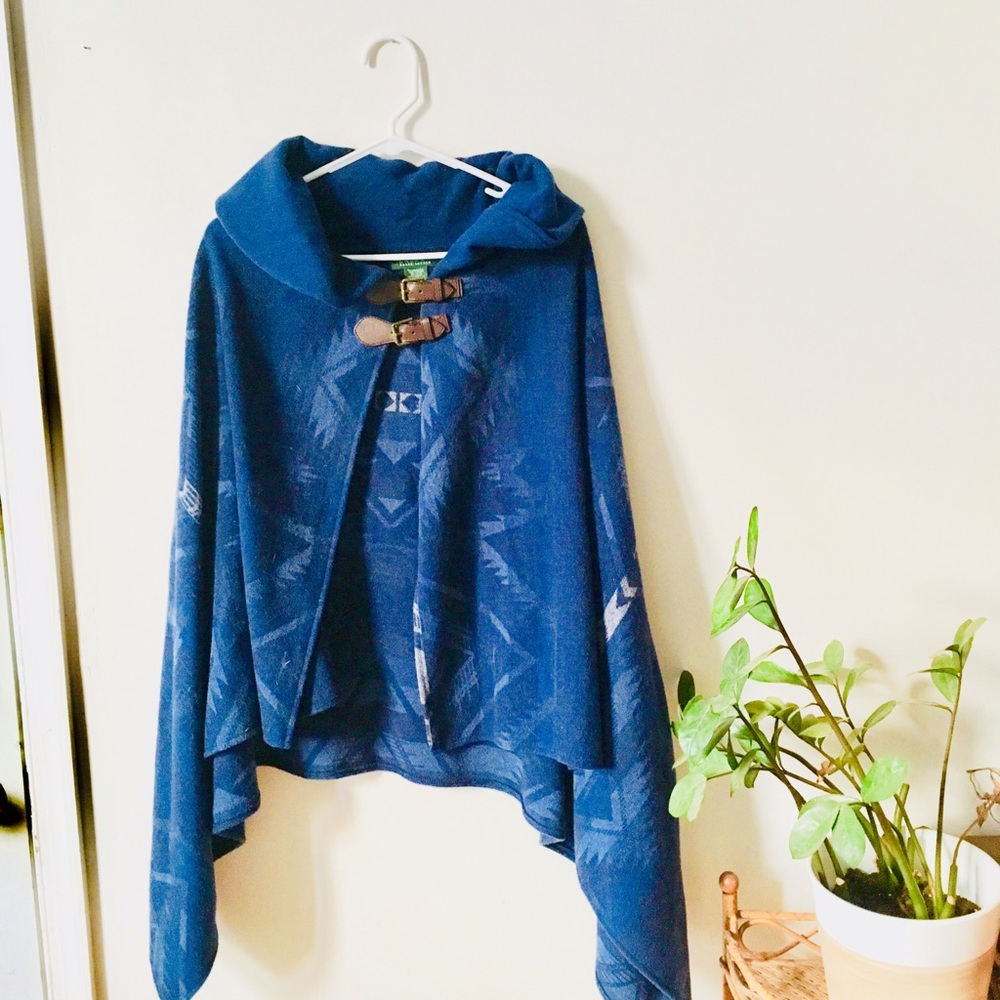 Ralph Lauren Navy Western Print Cape