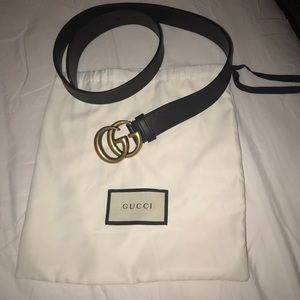 SOLD Leather belt with double G buckle