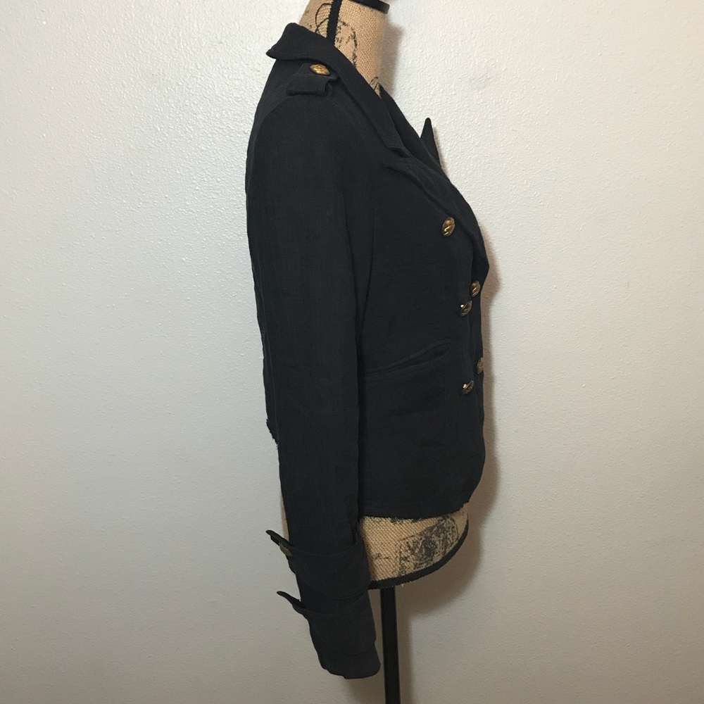SMYTHE LES VESTES Cadet Jacket Military LINEN Navy - Picture 2 of 8