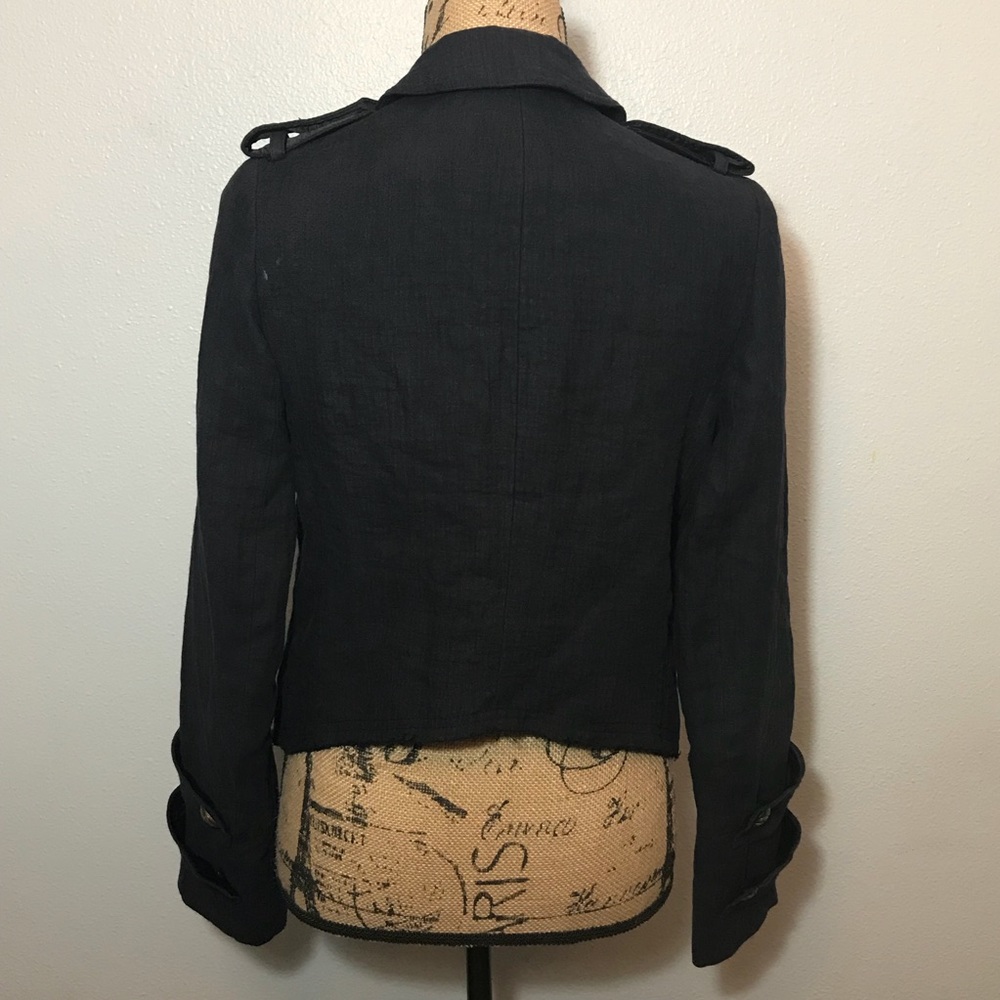 SMYTHE LES VESTES Cadet Jacket Military LINEN Navy - Picture 3 of 8