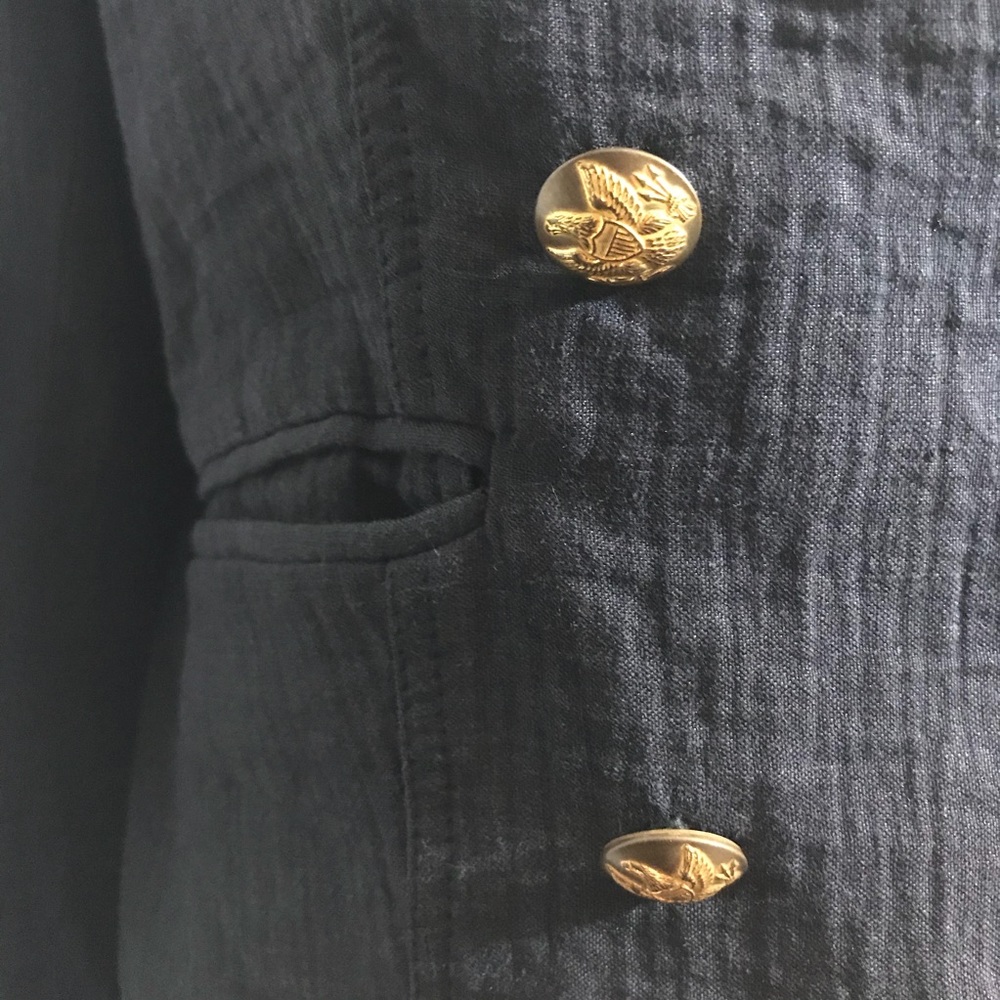 SMYTHE LES VESTES Cadet Jacket Military LINEN Navy - Picture 6 of 8