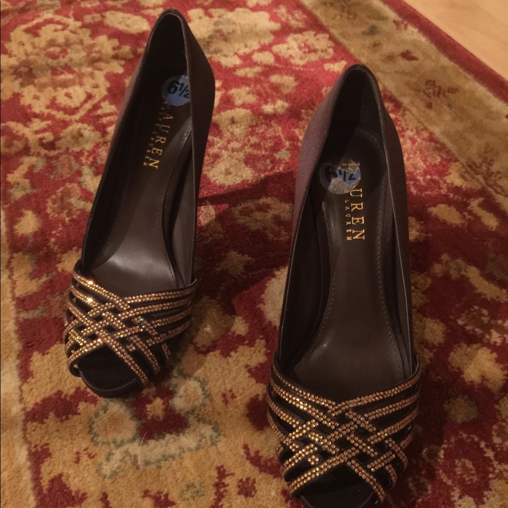 Ralph Lauren sequined shoe, brown.