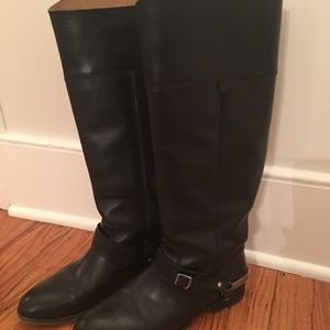 Frye Lindsay Black Leather Pull on Riding Boots