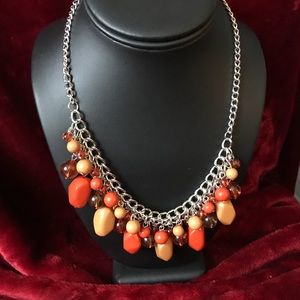 Fall colors dangling choker necklace