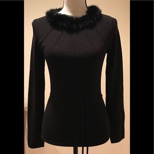 Max Studio fur collar sweater