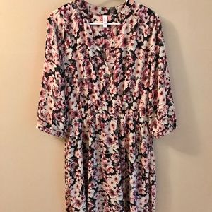 Xhilaration Floral Dress. 3/4 sleeve. Size XL