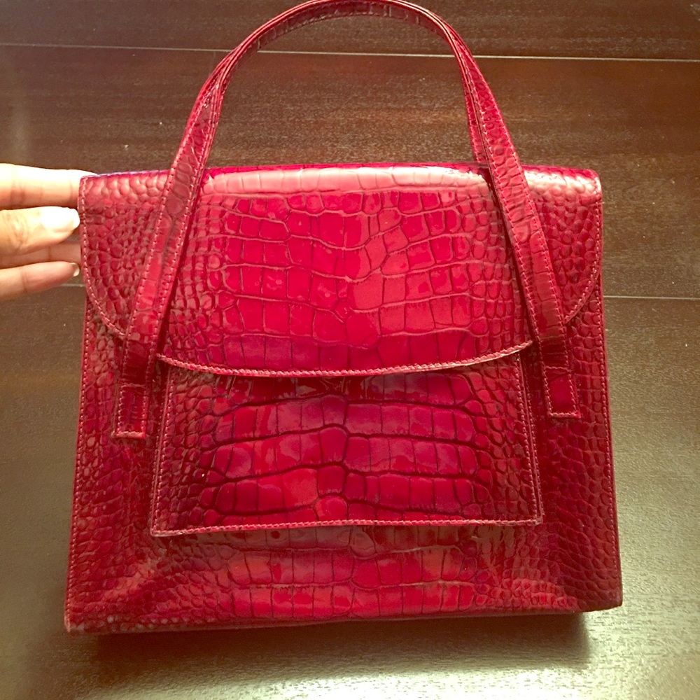 Burgundy Saks Fifth Avenue Small Tote